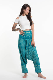 Hill Tribe Elephant Women's Elephant Pants in Turquoise