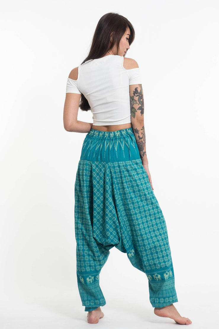 Hill Tribe Elephant Women's Elephant Pants in Turquoise