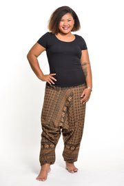 Plus Size Hill Tribe Elephant Women's Elephant Pants in Brown