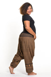 Plus Size Hill Tribe Elephant Women's Elephant Pants in Brown