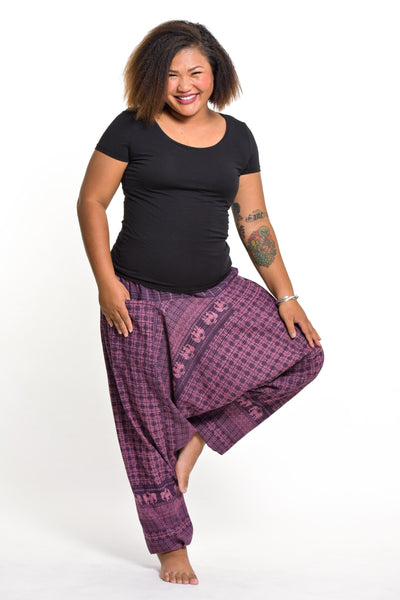 Plus Size Hill Tribe Elephant Women's Elephant Pants in Purple