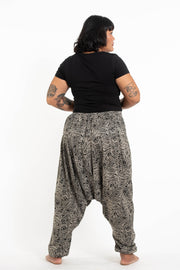 Plus Size Hill Tribe Paisley Print Women's Harem Pants in Black