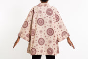 Ohm Print Cotton Kimono Cardigan in Cream