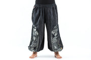 Plus Size Stone Washed Patchwork Women Unisex Pants in Black