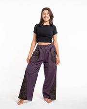 Thai Cotton Women's Pants With Hill Tribe Trim in Violet