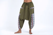 Elephant Aztec Cotton Women's Harem Pants in Green