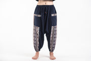 Elephant Aztec Cotton Women's Harem Pants in Navy