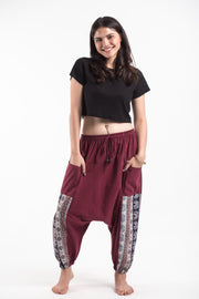 Elephant Aztec Cotton Women's Harem Pants in Red