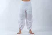 Women's Cotton Side Drawstring Palazzo Pants in White