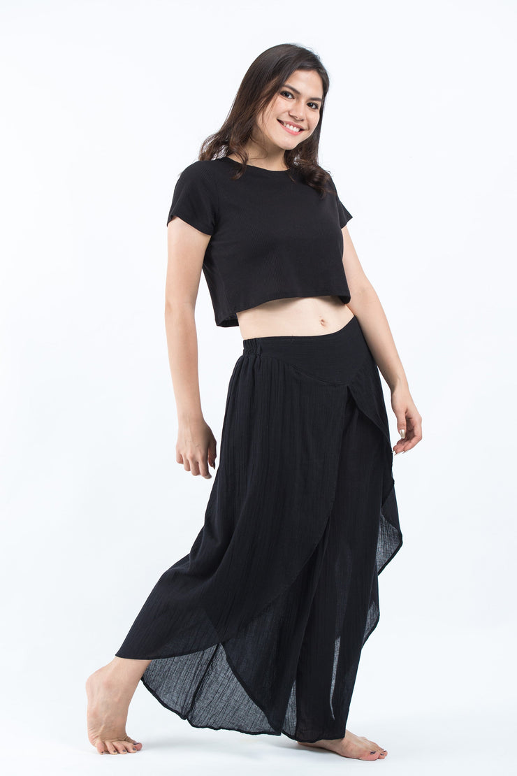 Women's Cotton Tulip Palazzo Pants in Black