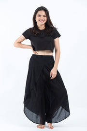 Women's Cotton Tulip Palazzo Pants in Black