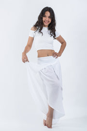 Women's Cotton Tulip Palazzo Pants in White