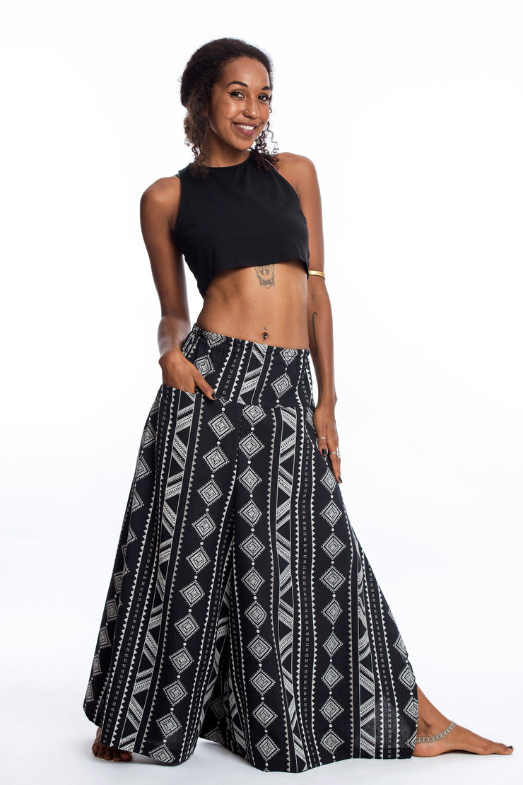 Diamonds Women's Cotton Palazzo Pants in Black