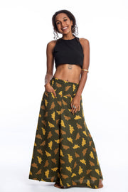 Leaves Women's Cotton Palazzo Pants in Green