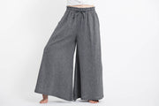 Women's Linen Cotton Blend Palazzo Pants in Black