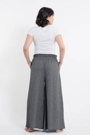 Women's Linen Cotton Blend Palazzo Pants in Black