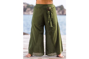 Plus Size Women's Thai Harem Palazzo Pants in Solid Green