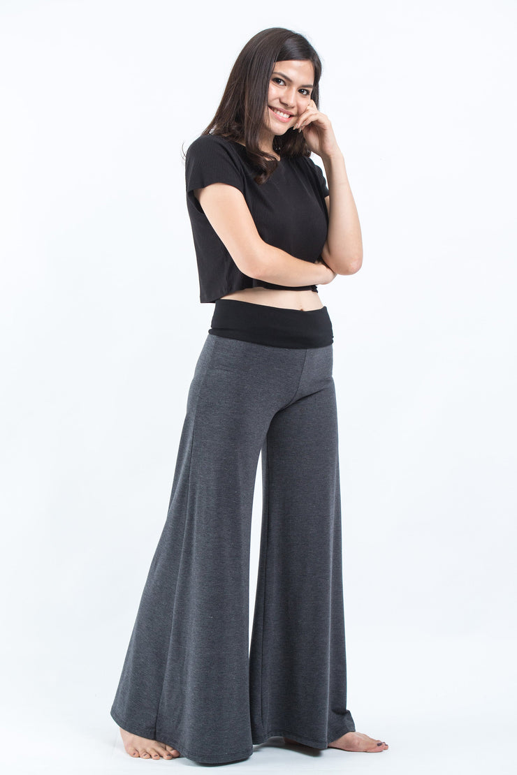 Wide Leg Palazzo Harem Pants Cotton Spandex in Gray