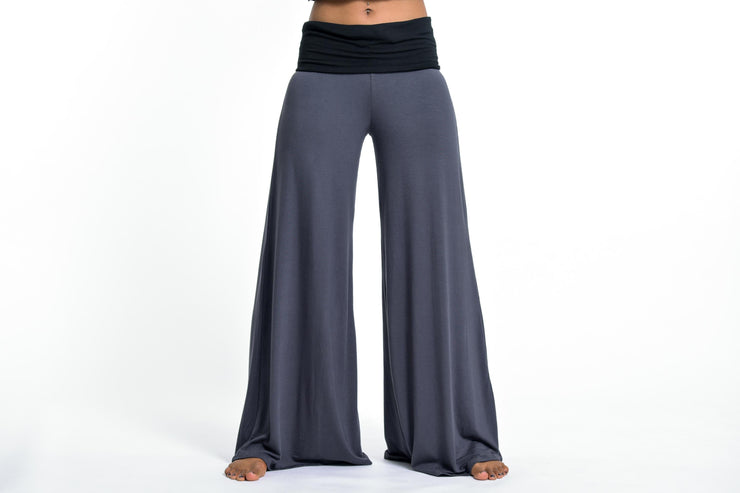 Wide Leg Palazzo Harem Pants Cotton Spandex in Solid Gray