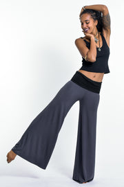 Wide Leg Palazzo Harem Pants Cotton Spandex in Solid Gray