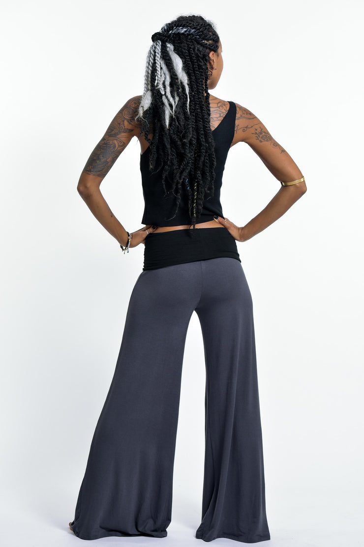 Wide Leg Palazzo Harem Pants Cotton Spandex in Solid Gray