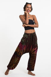 Tie Dye Cotton Women Harem Pants in Brown