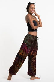 Tie Dye Cotton Women Harem Pants in Brown