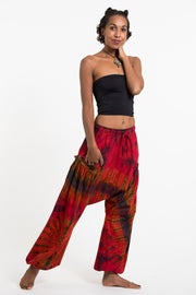 Tie Dye Cotton Women Harem Pants in Red