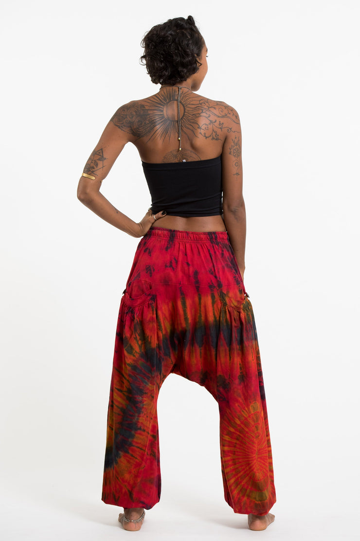 Tie Dye Cotton Women Harem Pants in Red