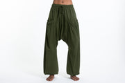 Cotton Women Harem Pants in Solid Green