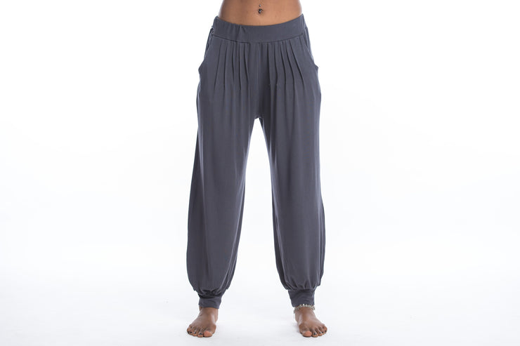 Cotton Women Harem Pants in Solid Gray