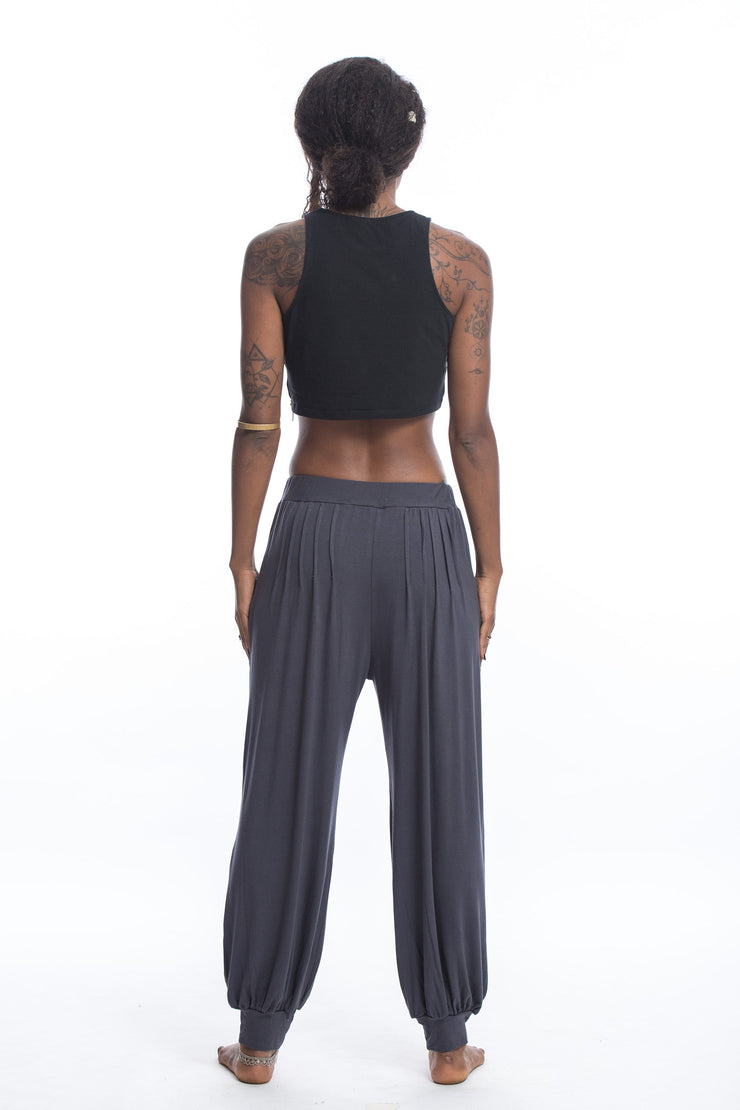 Cotton Women Harem Pants in Solid Gray