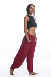 Cotton Women Harem Pants in Solid Red