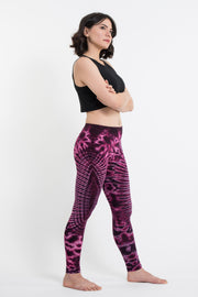 Oval Swirls Tie Dye Cotton Leggings in Magenta