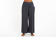 Wide Leg Palazzo Harem Pants Cotton Solid Gray