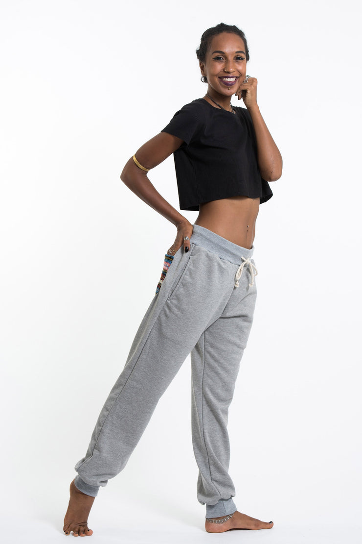 Women's Terry Pants with Aztec Pockets in Gray (Size S - XL )