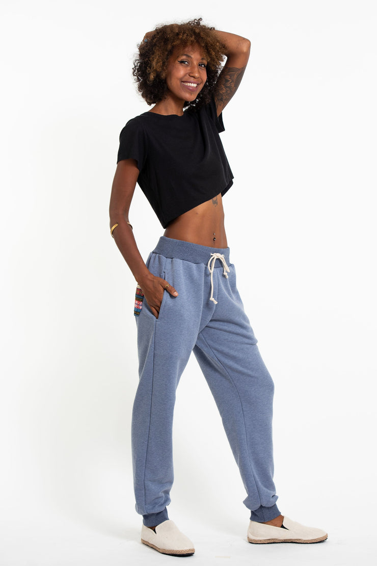 Women's Terry Pants with Aztec Pockets in Light Blue (Size S - XL )