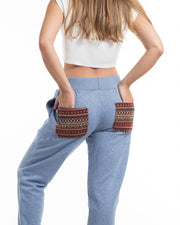 Women's Terry Pants with Tribal Pockets in Light Blue (Size M - XL)