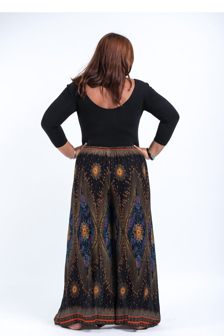 Plus Size Peacock Eyes Palazzo Style Harem Pants in Black