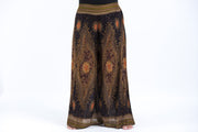 Plus Size Peacock Eyes Palazzo Style Harem Pants in Brown Gold