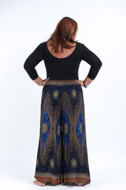 Plus Size Peacock Eyes Palazzo Style Harem Pants in Navy