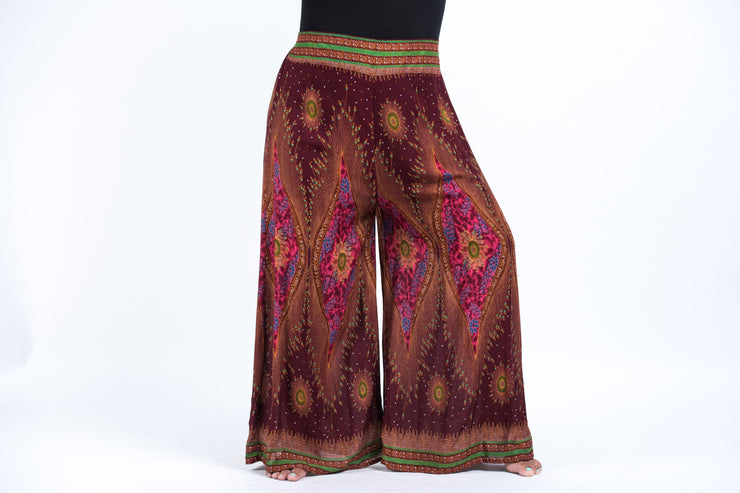 Plus Size Peacock Eyes Palazzo Style Harem Pants in Maroon