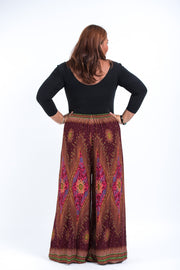 Plus Size Peacock Eyes Palazzo Style Harem Pants in Maroon