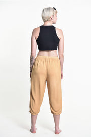 Women's Drawstring Yoga Massage Cropped Pants in Cream