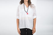 Womens Yoga Shirts Collar V Neck in White