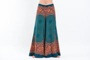 Geometric Mandalas Palazzo Style Harem Pants in Turquoise