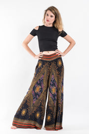 Peacock Eyes Palazzo Style Harem Pants in Black