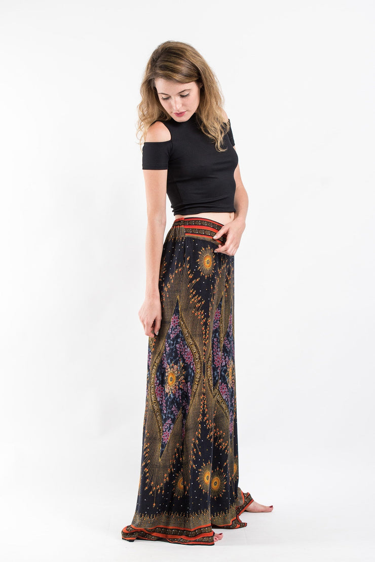 Peacock Eyes Palazzo Style Harem Pants in Black