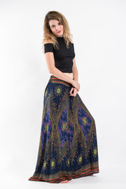 Peacock Eyes Palazzo Style Harem Pants in Navy