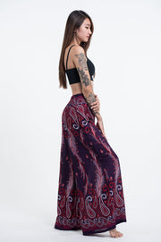 Paisley Feathers Palazzo Style Harem Pants in Purple